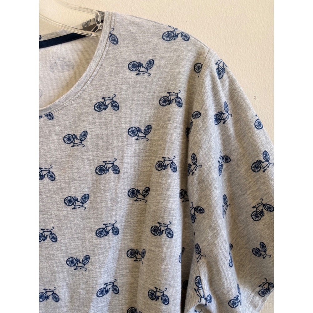 Croft & Barrow Womens 1X Classic Tee Heather Grey Bicycle Print Cotton Shirt